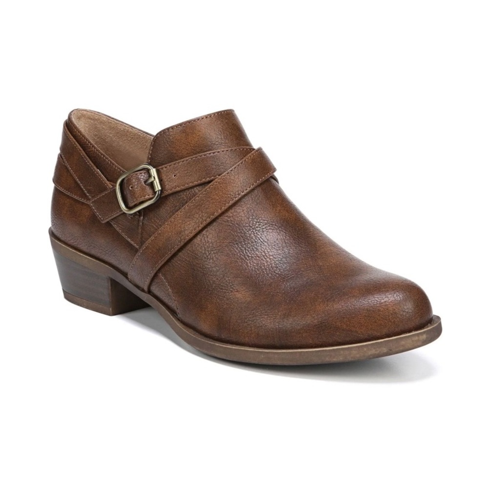 LifeStride Adley Brown Western Shootie Ankle Booties Vegan Memory Foam Sz 7 NEW